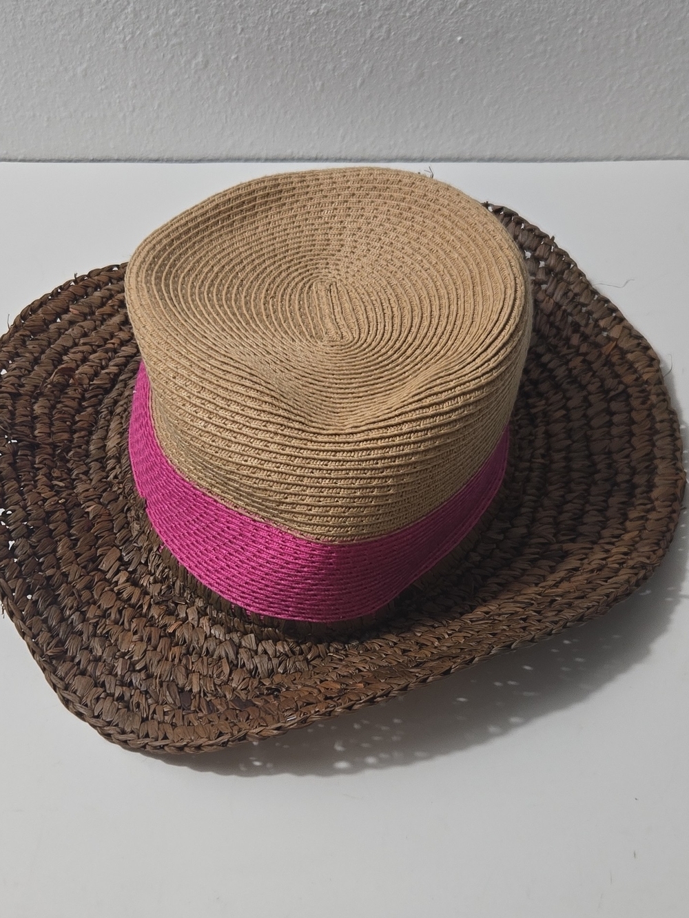Echo Straw Sun Hat with Pink and Natural Tan